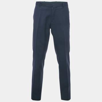 Pre Owned Dior Homme Blue Wool Formal Trousers L