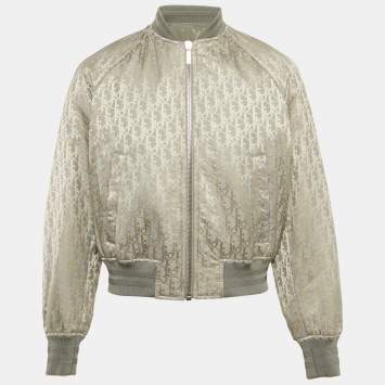 مملوكة مسبقًا بلوزون ديور أوم نايلون رمادي مائل قابل للعكس مقاس متوسط - ميديم