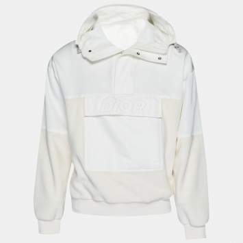 Pre Owned Dior Homme Cream Cotton and Fleece Hoodie S