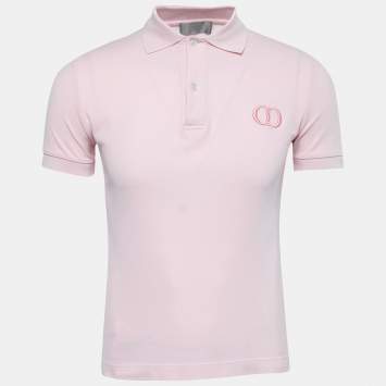 Pre Owned Dior Homme Pink Logo-Embroidered Cotton Pique Polo T-Shirt XXS
