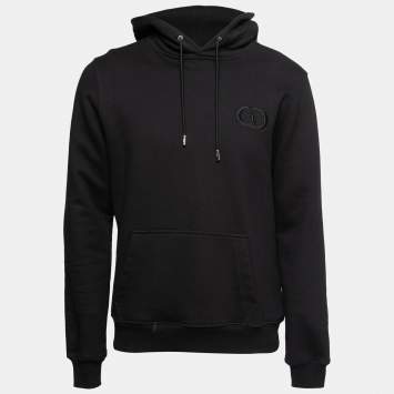 Pre Owned Dior Homme Black Cotton CD Logo Embroidered Hoodie L