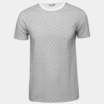 Pre Owned Dior Homme White Newave Print Cotton Crew Neck T-Shirt S