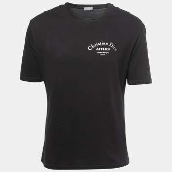 Pre Owned Dior Homme Black Atelier Print Cotton Crew Neck T-Shirt S