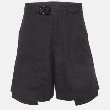 Pre Owned Dior Homme Black Cotton Belted Cargo Shorts S