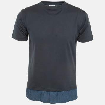 Pre Owned Dior Homme Blue Layered Oblique Cotton T-Shirt XS