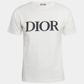 Pre Owned Dior Homme White  Logo Embroidered Cotton T-Shirt XS