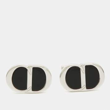 Pre Owned Dior CD Icon Resin Sterling Silver Cufflinks