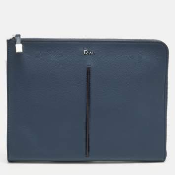 Pre Owned Dior Dark Blue Leather Document Case