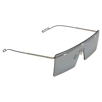 Pre Owned Dior Silver/Black Mirrored 0100T Hardior Square Shield Sunglasses
