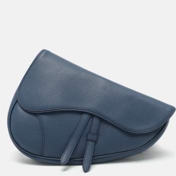 Pre Owned Dior Blue Leather Kim Jones Saddle Bag