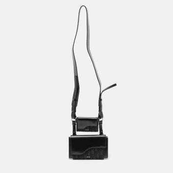 Pre Owned Dior Black Oblique Canvas and Leather Elite Pouch Crossbody Bag