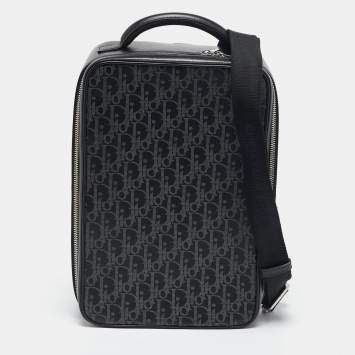 Pre Owned Dior Black Oblique Perforated Leather Galaxy World Tour Shoe Case