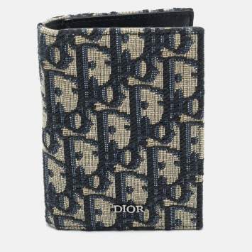 Dior Beige/Black Oblique Canvas Vertical Bifold Card Holder