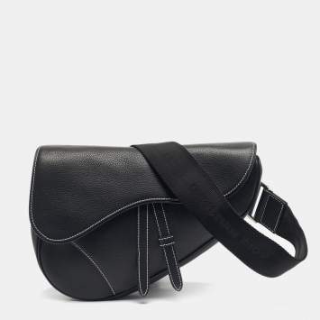 Pre Owned Dior Black Leather Saddle Crossbody Bag