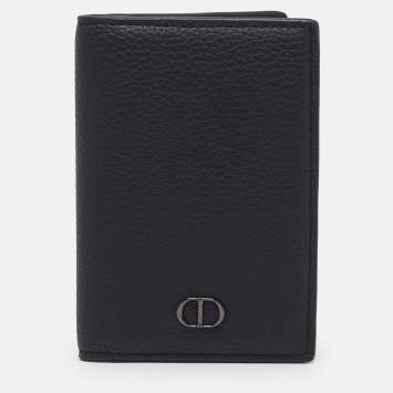 Pre Owned Dior CD Icon Black Leather Bifold Card Holder