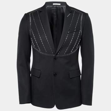 Dior Homme Black Wool Metal Studded Single-Breasted Jacket S