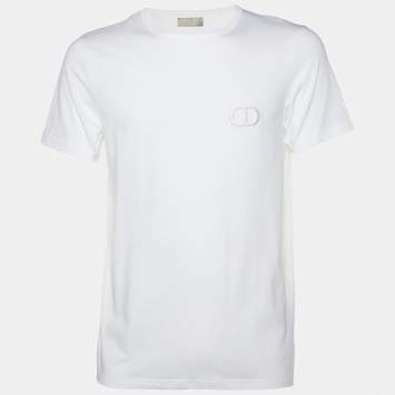 Pre Owned Dior Homme White CD Icon Cotton Crew Neck T-Shirt M