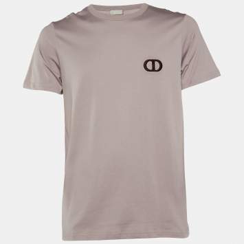 Pre Owned Dior Homme Mauve Purple Logo Embroidered Cotton Knit T-Shirt M