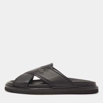 Pre Owned Dior Black Leather Aqua Sandals Size 40