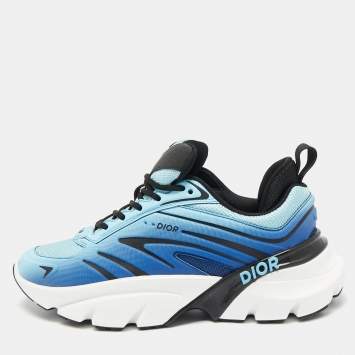Pre Owned Dior Blue/Black Mesh B44 Lace Up Sneakers Size 41
