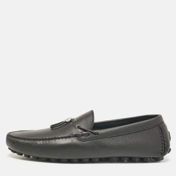 Pre Owned Dior Black Leather Odeon Driver Loafers Size 46