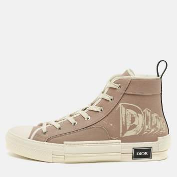 Pre Owned Dior AsteroDior B23 Size 45 Beige Canvas High Top Sneakers