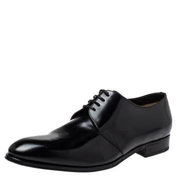 Pre Owned Dior Black Leather Lace Up Derby Size 46