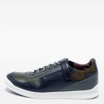 Pre Owned Dior Homme Multicolor Leather and Fabric Zip Low Top Sneakers Size 43.5
