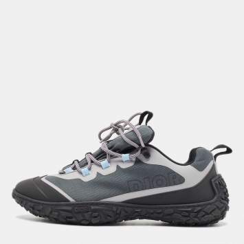 Pre Owned Dior Green/Black Canvas Diorizon  Lace Up Sneakers Size 45