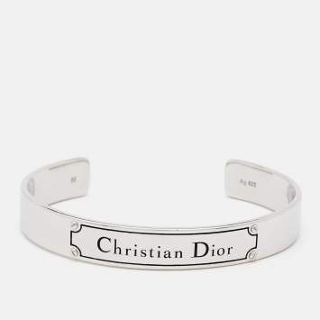 Pre Owned Dior Couture Logo Enamel Sterling SIlver Bracelet M