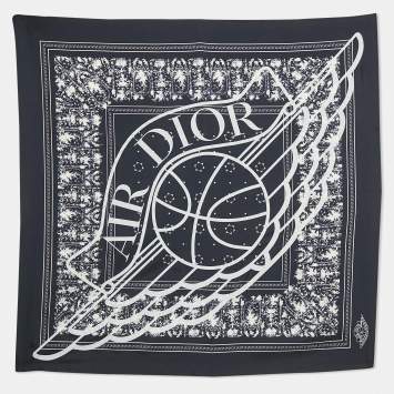 Dior X Jordan Navy Blue AirDior Print Silk Bandana Scarf 