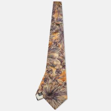 مملوكة مسبقًا Christian Dior Monsieur Beige Floral Print Silk Traditional Tie