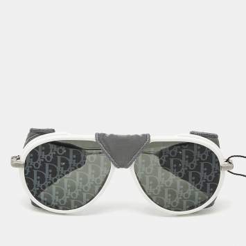 Pre Owned Dior White/Black DiorSnow A1I Aviator Sunglasses