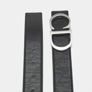 Dior グレー レザーベルト 90cm Dior Grey Printed Coated Canvas Diamond Buckle Waist Belt 90CM