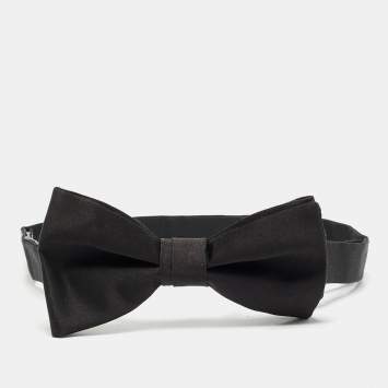 Pre Owned Christian Dior Homme Black Silk Bow Tie 