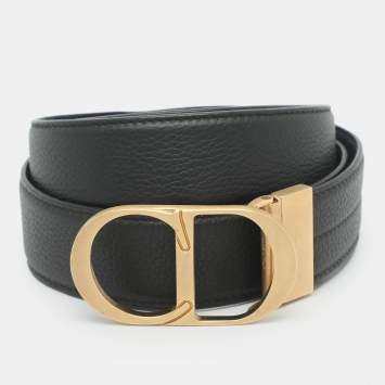 Pre Owned Dior CD 118 cm Buckle Belt Navy Blue Leather