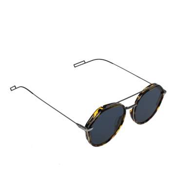 Pre Owned Dior Homme Tortoiseshell-Effect /Blue Dior0219S Round Sunglasses