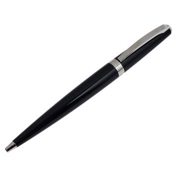 Pre Owned Dior Black Lacquer Silver Tone Ball Point Pen