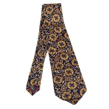 Pre Owned Dior Vintage Multicolor Printed Silk Traditional Tie