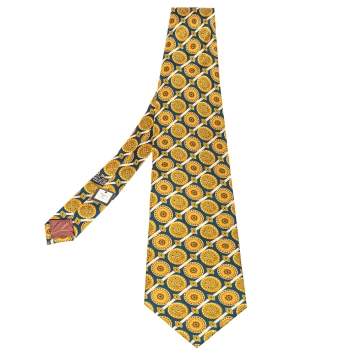 Pre Owned Dior Vintage Multicolor Printed Silk Traditional Tie