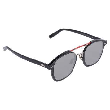 Pre Owned Dior Homme Black Metal Tone AL13.13 Mirror Square Sunglasses