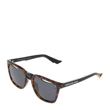 Pre Owned Dior Brown Havana/ Grey DIORB24.1 Square Sunglasses