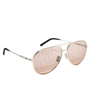 Pre Owned Dior Silver Tone / Pink Oblique DiorEssential Pilot Sunglasses
