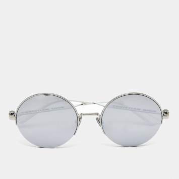 Pre Owned Dior White/Silver Mirrored DIOR180.2F Round Sunglasses