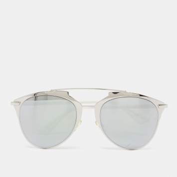Pre Owned Dior Silver Tone / Grey DiorReflected 85LDC Aviator Sunglasses