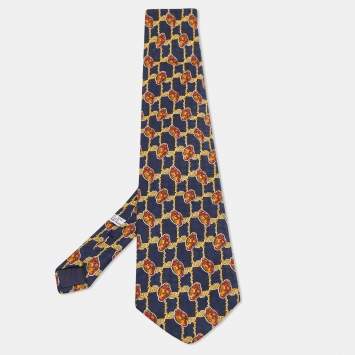 Pre Owned Christian Dior Black Printed Silk Tie