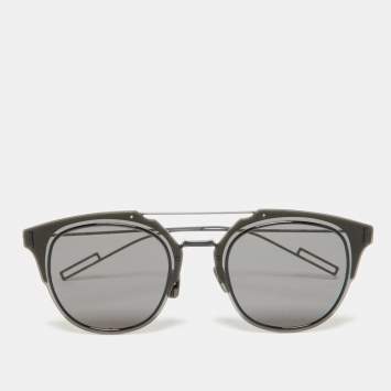 Pre Owned Dior Homme Diorcompost1.0 Black/Grey 0062K Aviator Sunglasses