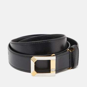 Pre Owned Dior Black Leather Buckle Belt 95CM