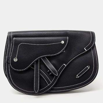 Dior Black Leather Saddle Crossbody Bag
