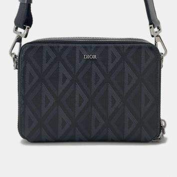 Pre Owned Dior Black PVC Coated Canvas CD Diamond Shoulder Bag